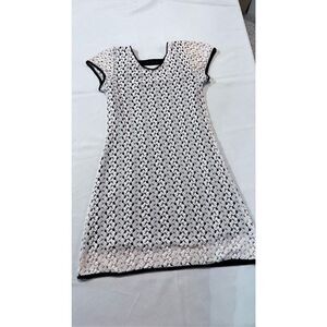 Sally Miller Women's Short Sleeve Lace Detail Mini Dress Cream Black Size Small